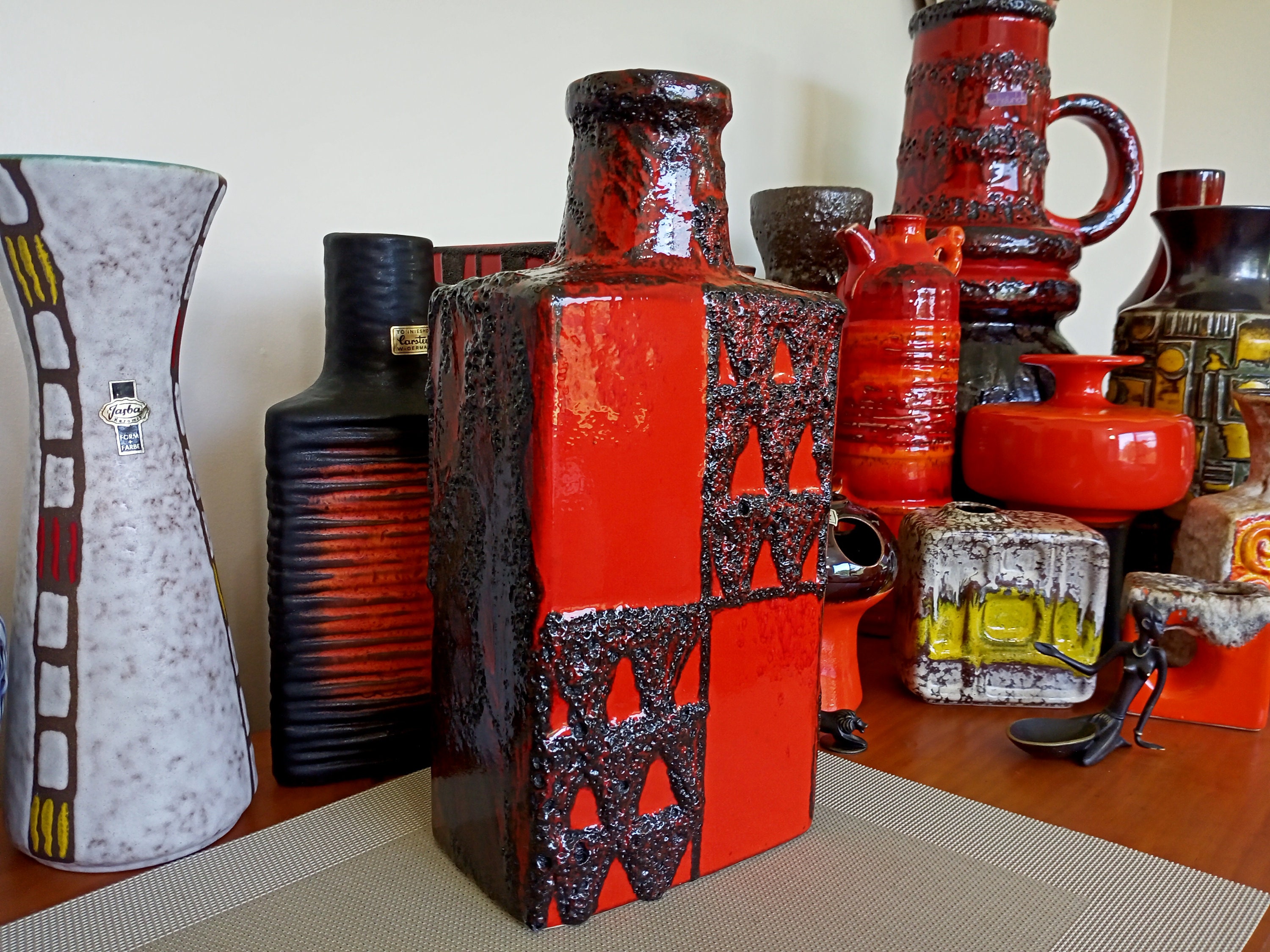 Vintage 1970's Scheurich Vase, West German Fat Lava Pottery, Retro