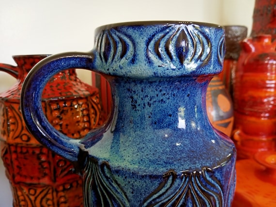 Vintage 1970's Scheurich Vase, West German Fat Lava Pottery, Retro