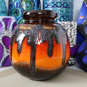 Vintage 1960&#39;s Scheurich vase, West German pottery, fat lava for your lounge dining kitchen bar or office, retro abstract mid century modern