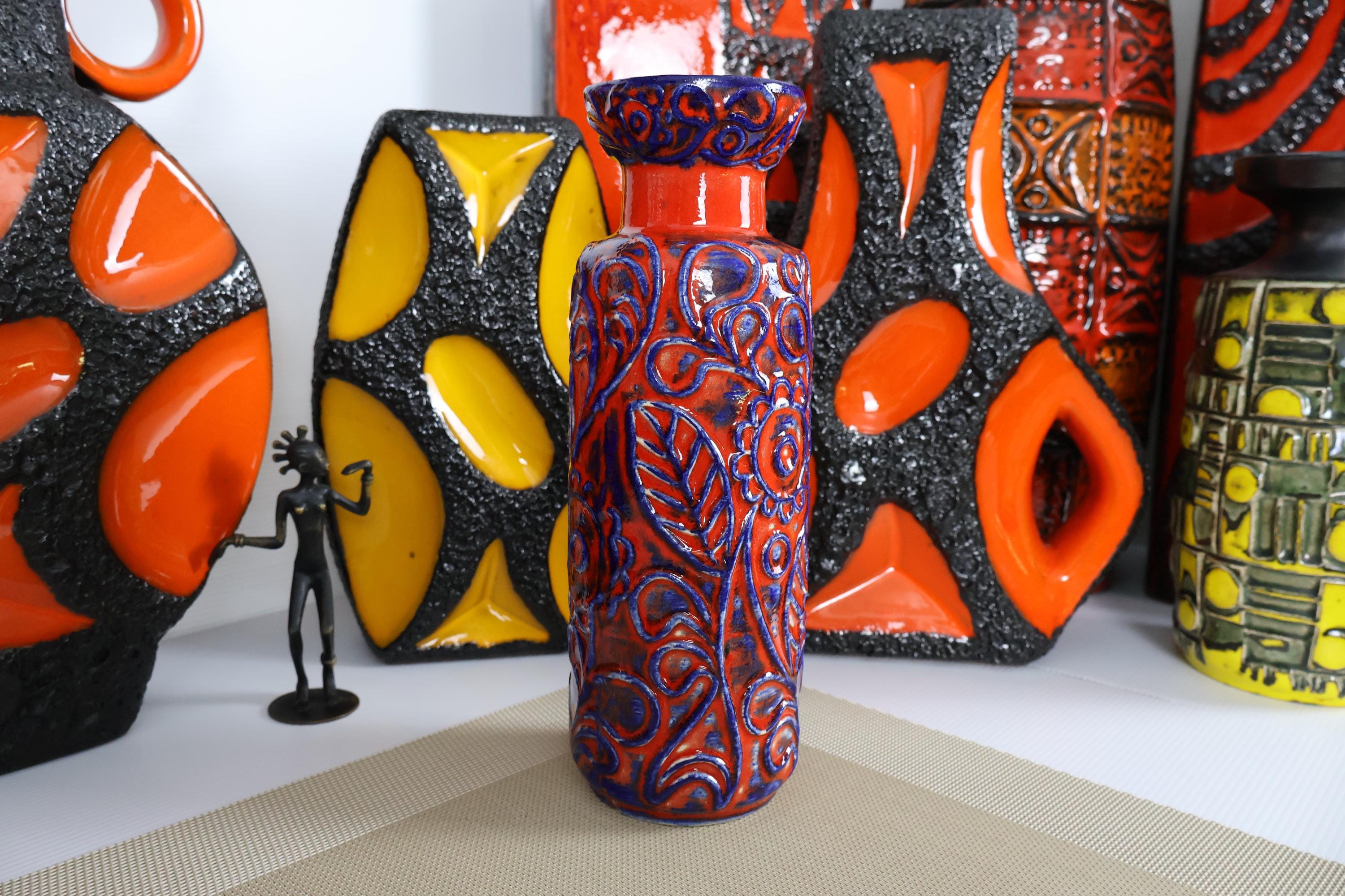 Vintage 1960's Bay Keramik Vase, Fat Lava Pottery, Retro Mid