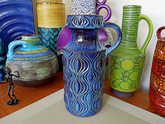Vintage 1970's Scheurich Vase, West German Fat Lava Pottery, Retro