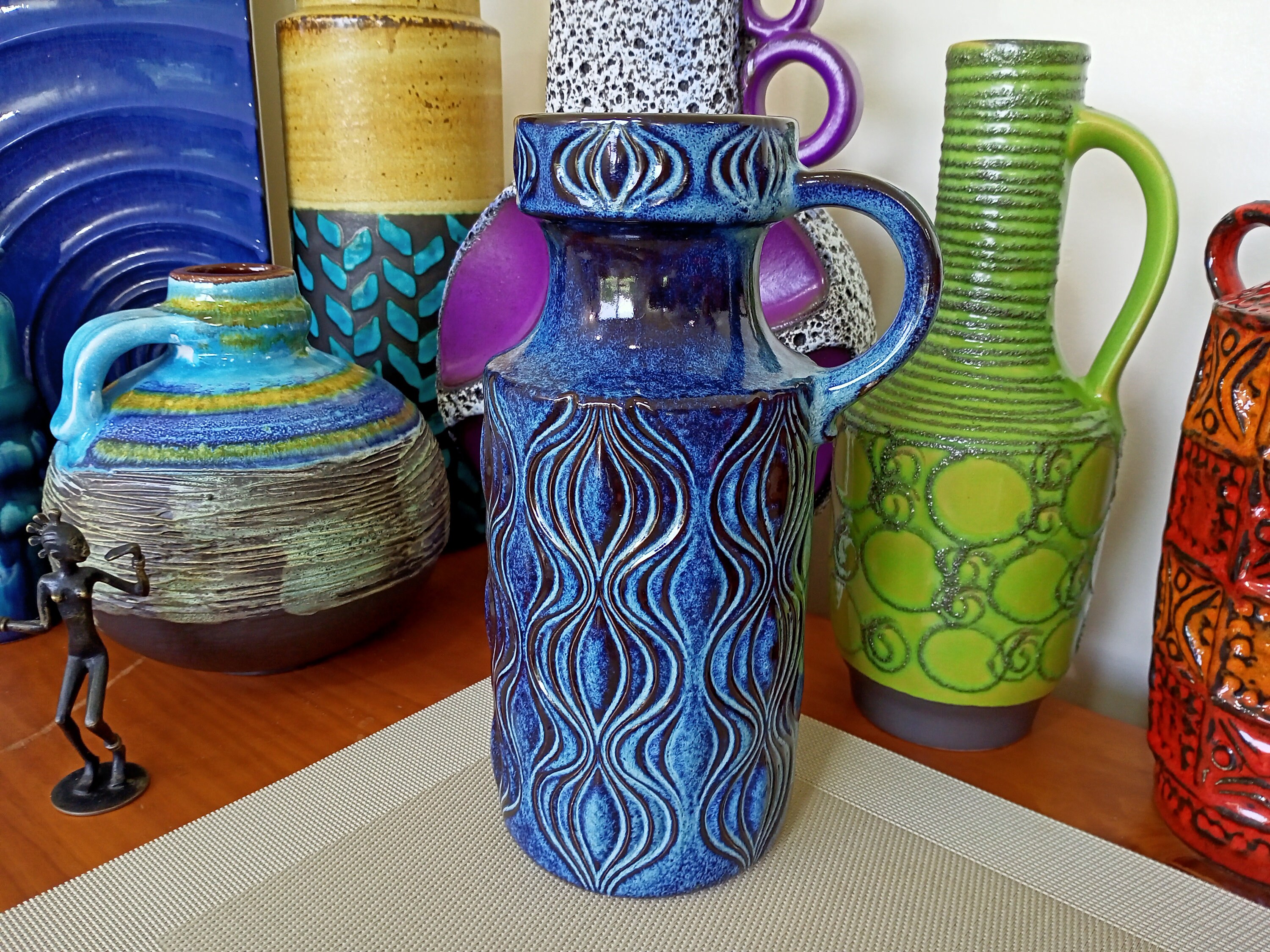 Vintage 1970's Scheurich Vase, West German Fat Lava Pottery, Retro