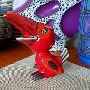 A rare vintage 1960's bird, West German pottery by Cortendorf, fat lava era, for your lounge dining office or coffee bar, mid century modern