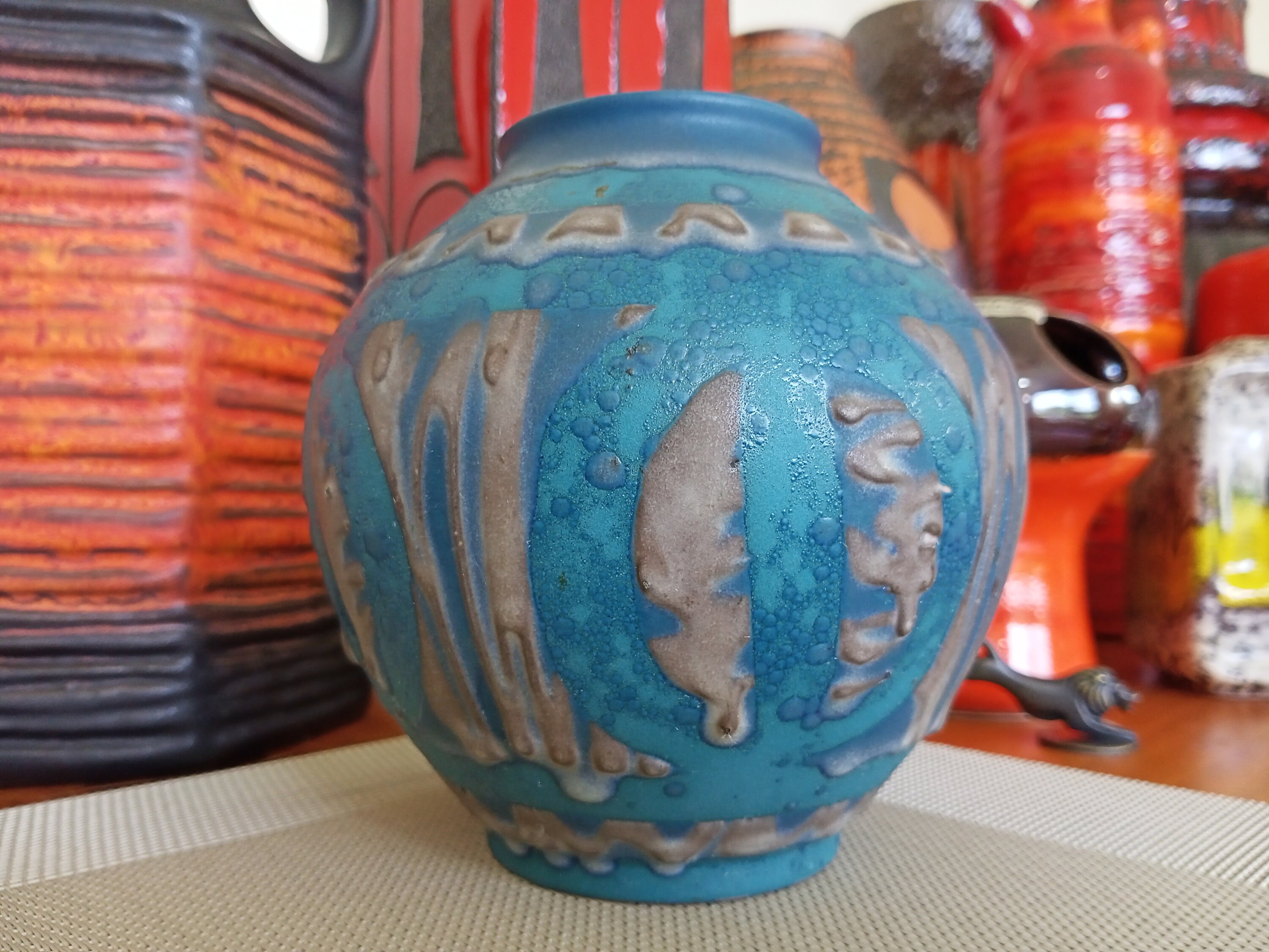 1960 年代の Carstens ヴィンテージ花瓶、西ドイツの溶岩陶器、レトロ