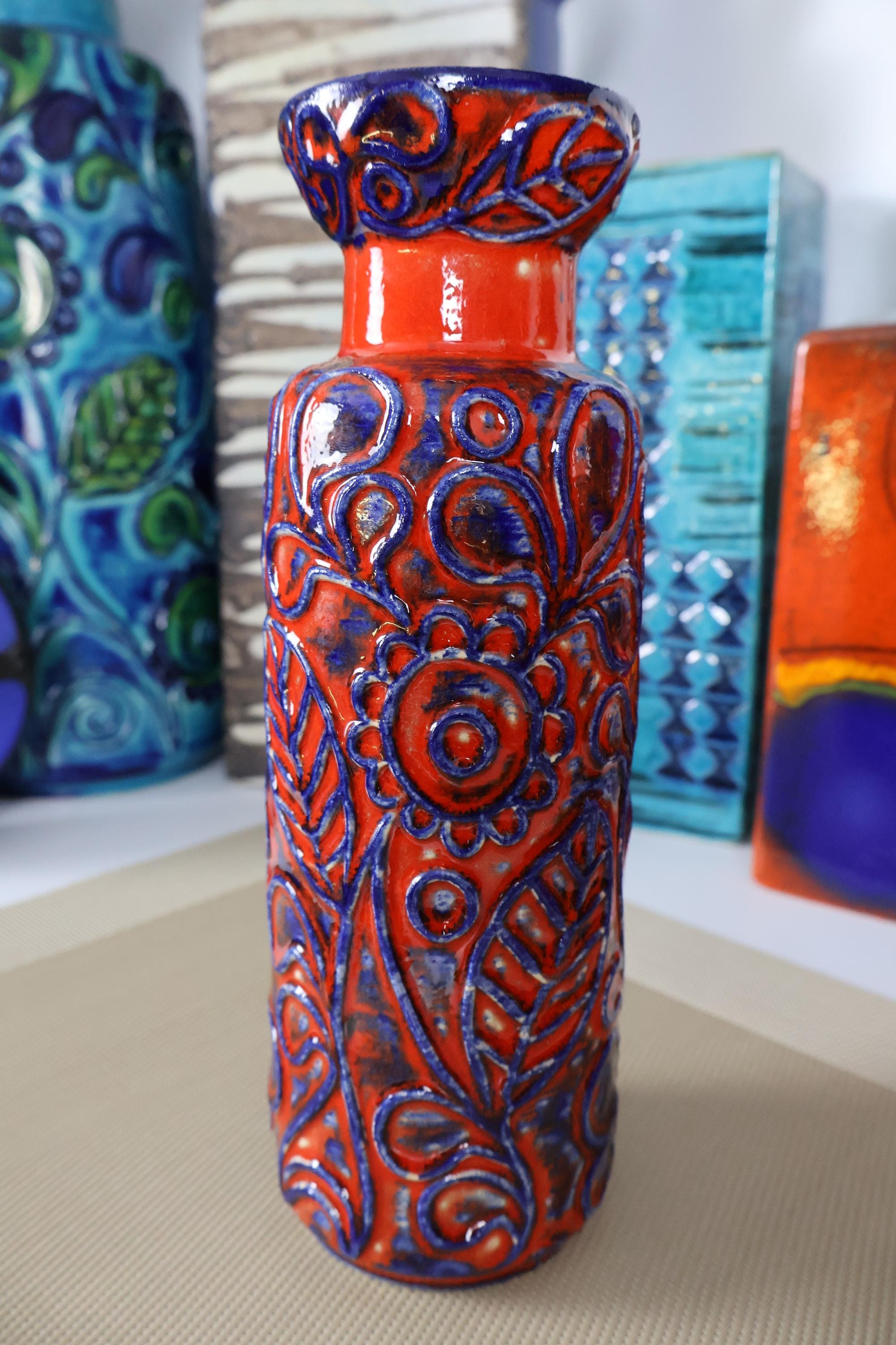 Vintage 1960's Bay Keramik Vase, Fat Lava Pottery, Retro Mid