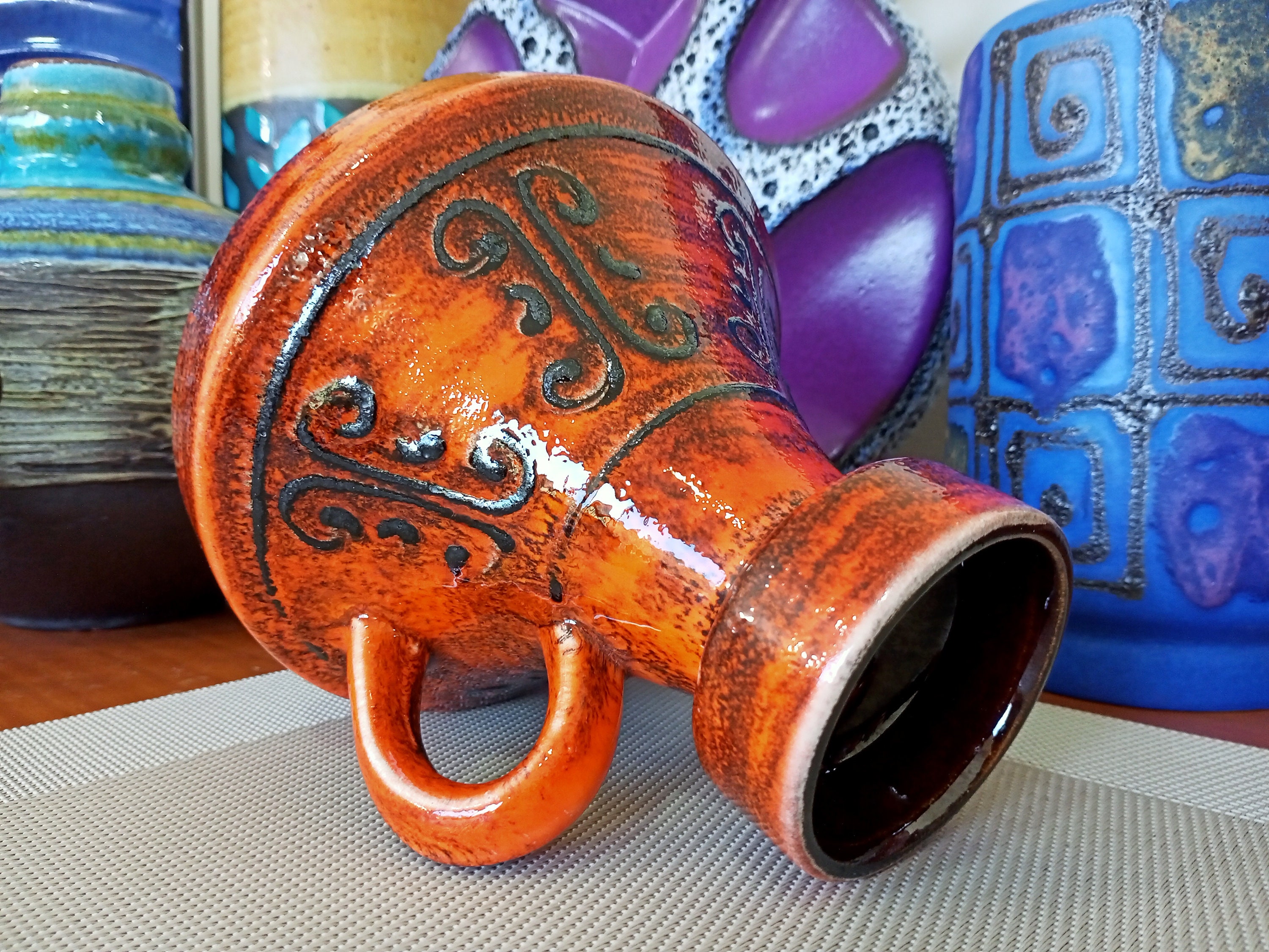 Vintage 1960's Vase, West German Fat Lava Pottery, Retro Mid