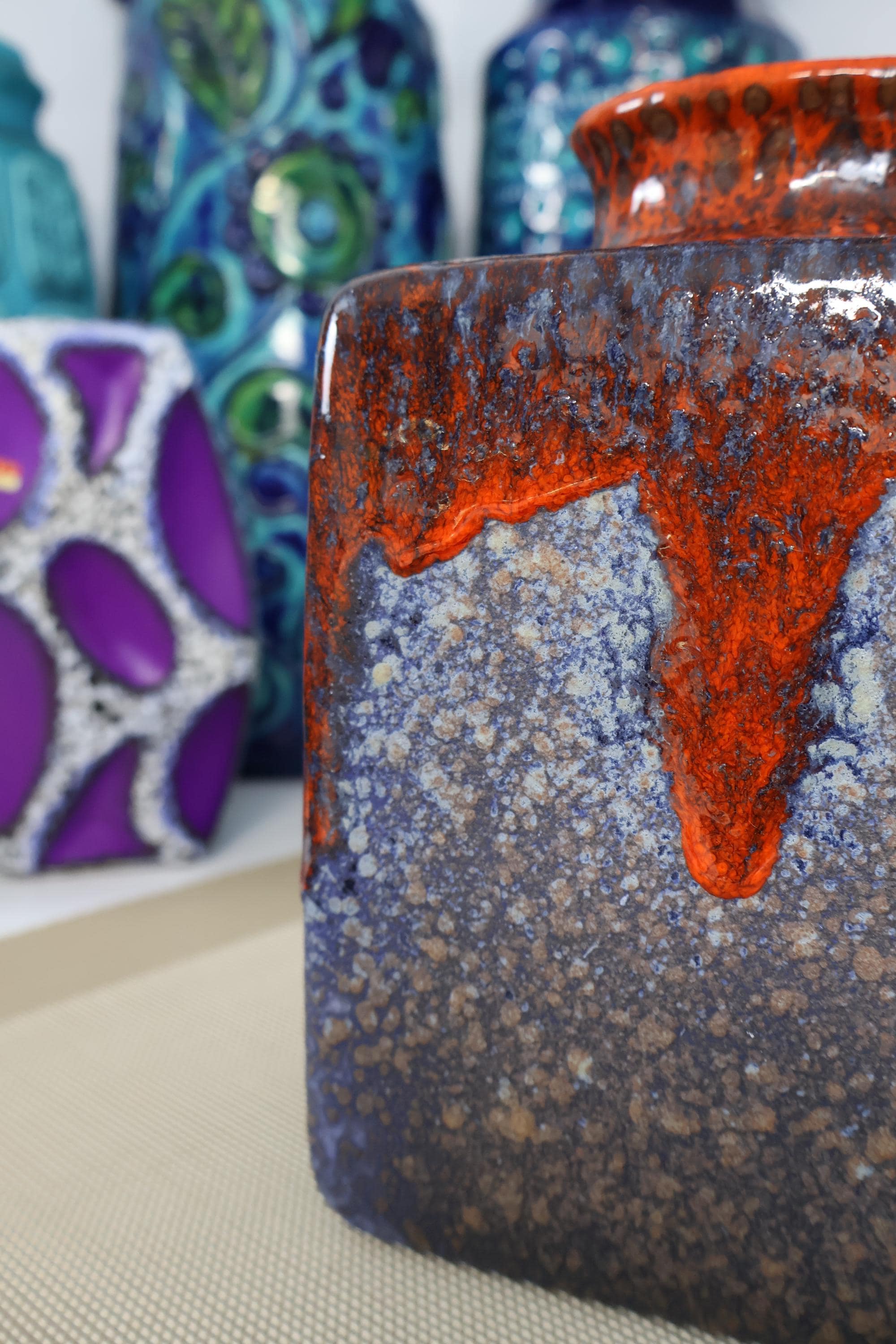 Vintage 1960's Vase, West German Fat Lava Pottery, Retro Mid