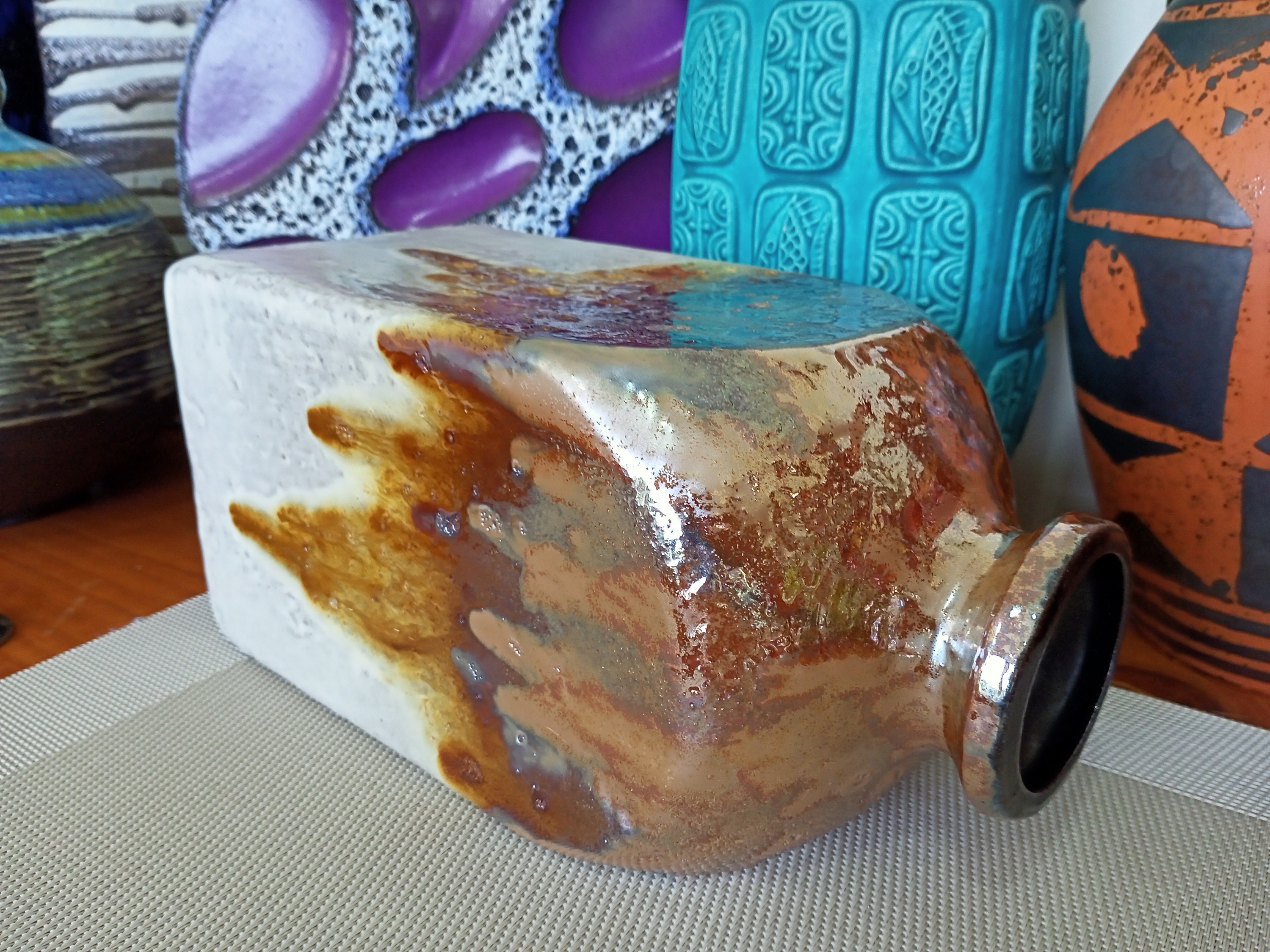 1960 年代のヴィンテージ花瓶、西ドイツの溶岩陶器、レトロなミッド