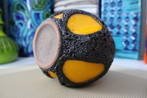 Vintage 1970's Roth Keramik Yellow Vase, Fat Lava Pottery, Retro