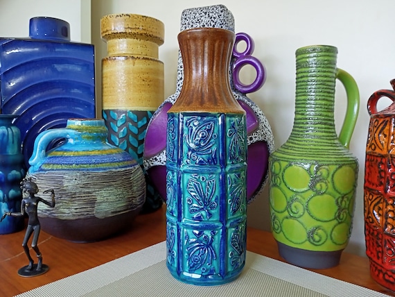 Vintage 1960's Vase, West German Fat Lava Pottery, Retro Mid