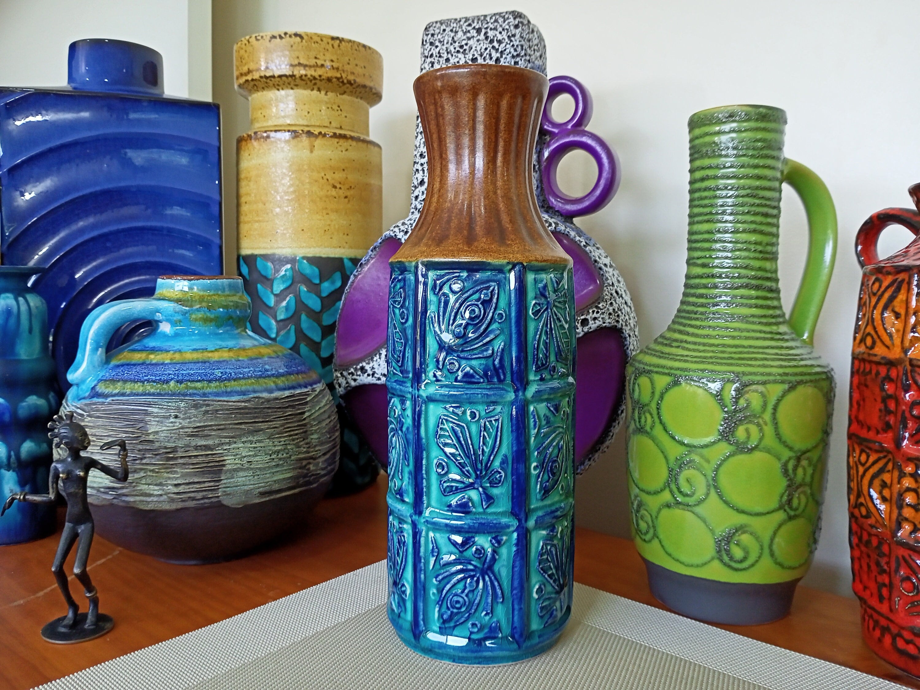 Vintage 1960's Bay Vase, West German Pottery, Fat Lava for