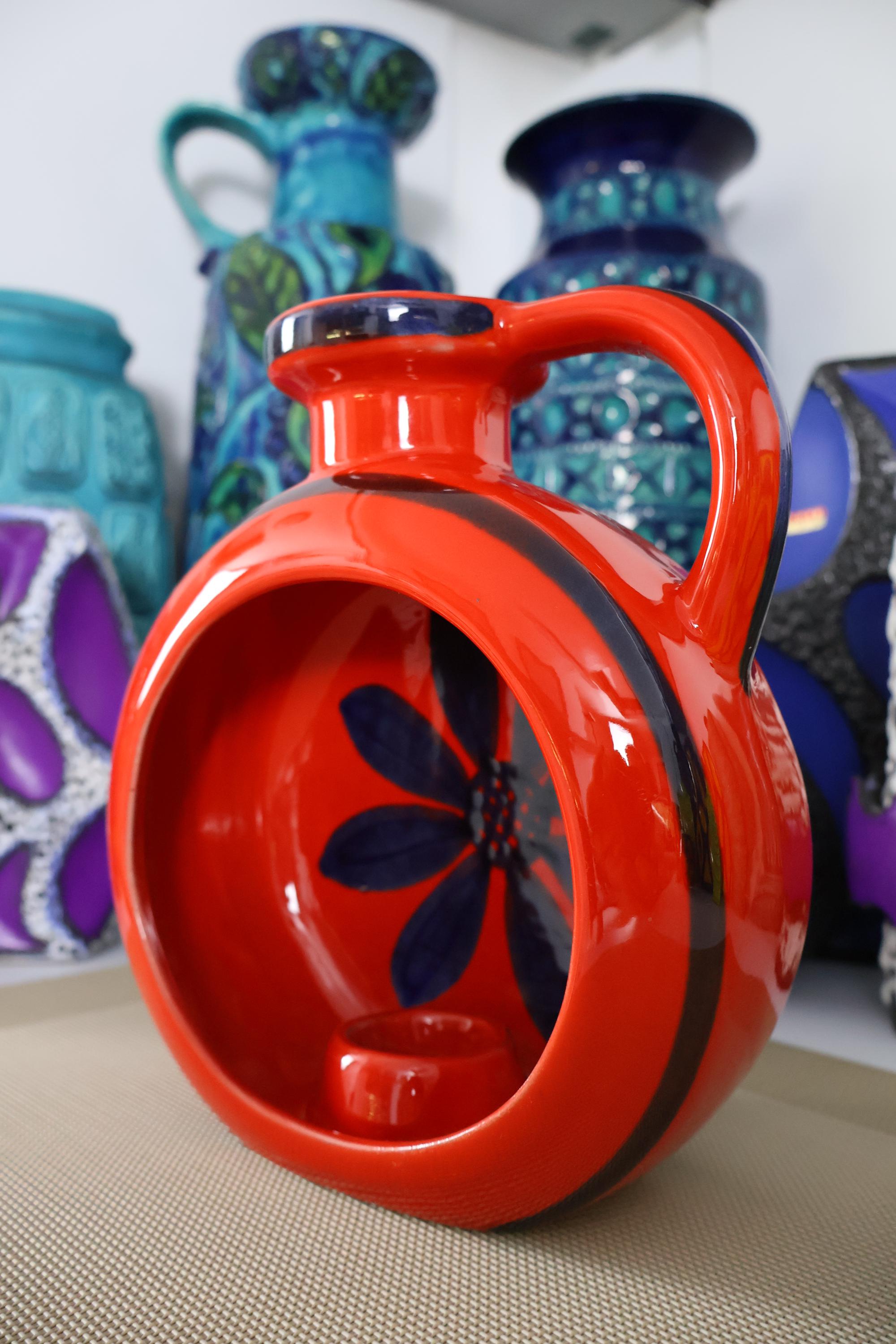 Vintage 1960's Candle Holder, Fat Lava Era Pottery, Retro Mid