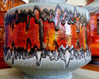Vintage 1960's Vase, Carstens West German Fat Lava Pottery, Retro