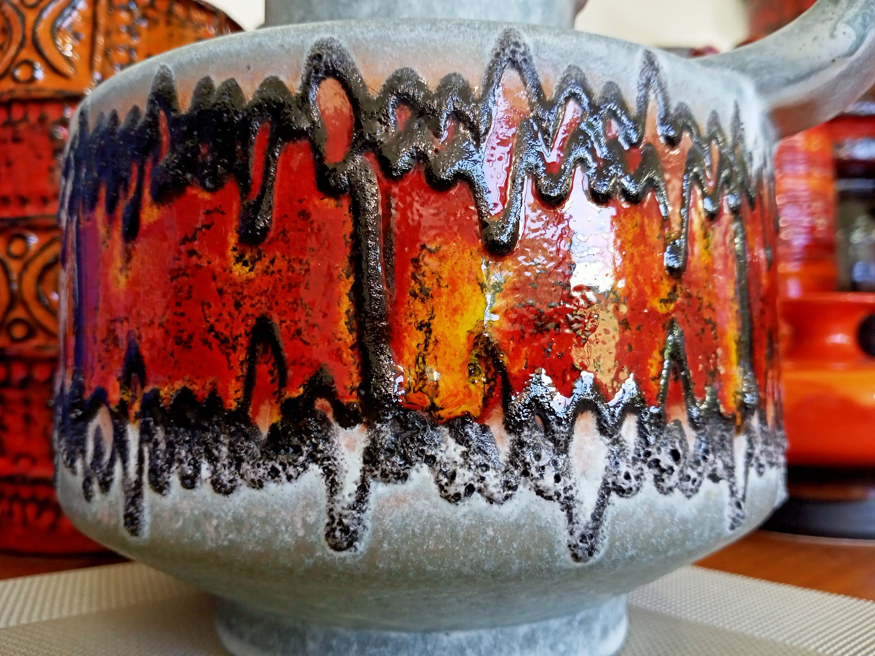 Vintage 1960's Vase, Carstens West German Fat Lava Pottery, Retro