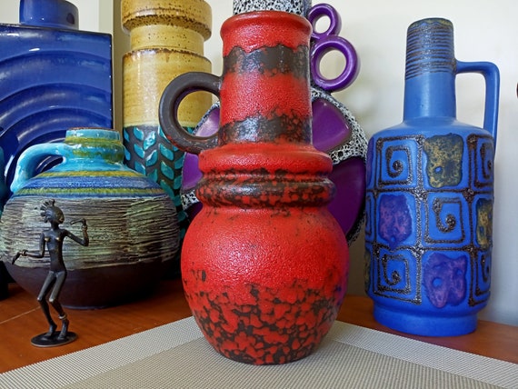Vintage 1960's Scheurich Vase, West German Pottery, Fat Lava for