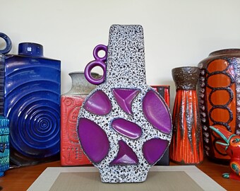 Red ROTH Banjo Vase With Black Fat Lava Decor, Model 313 - Etsy