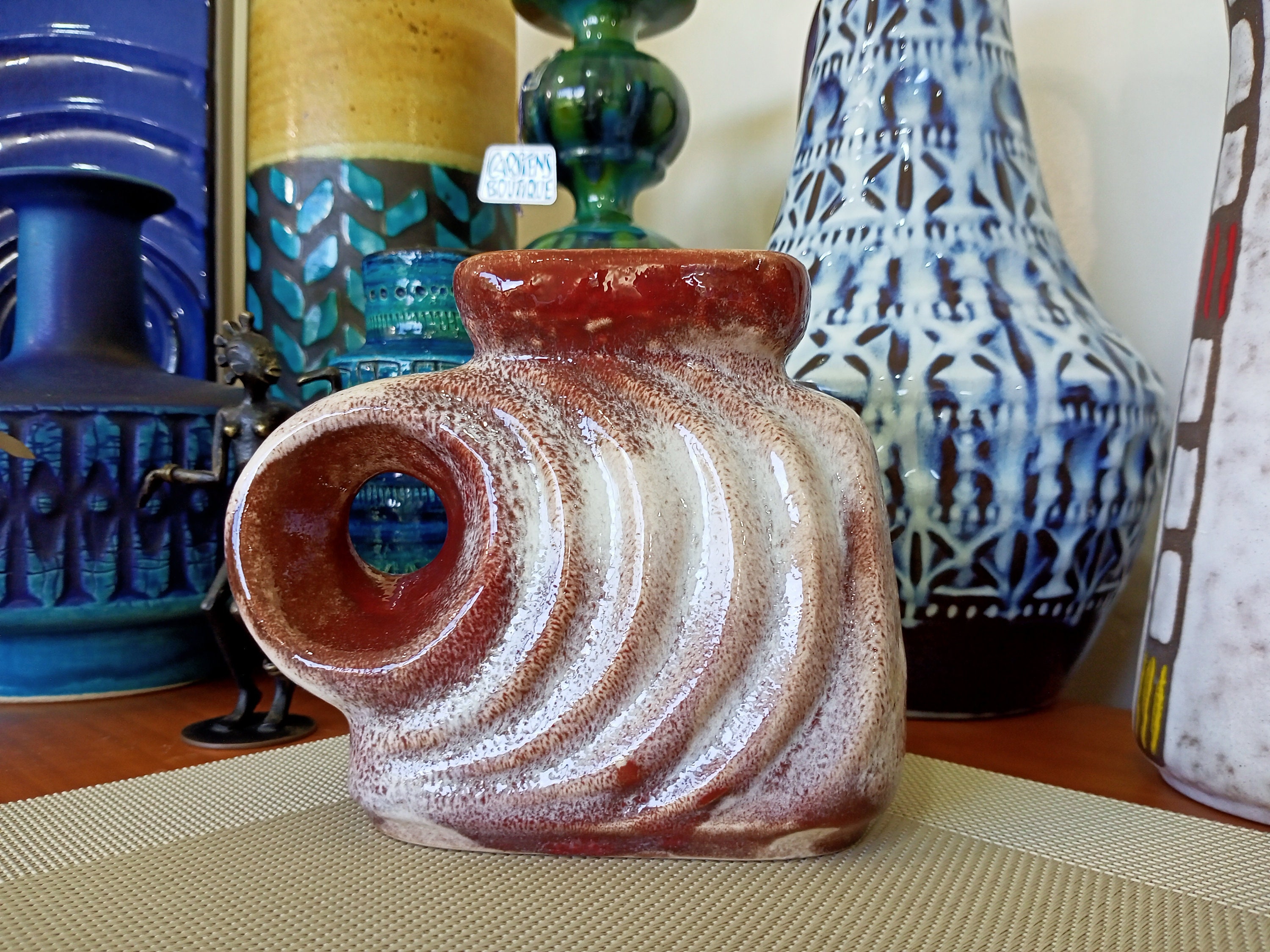 1960 年代のヴィンテージ花瓶、西ドイツの溶岩陶器、レトロなミッド