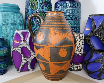 Carstens vintage 1960's ceramic vase, West German fat lava pottery, retro mid century modern