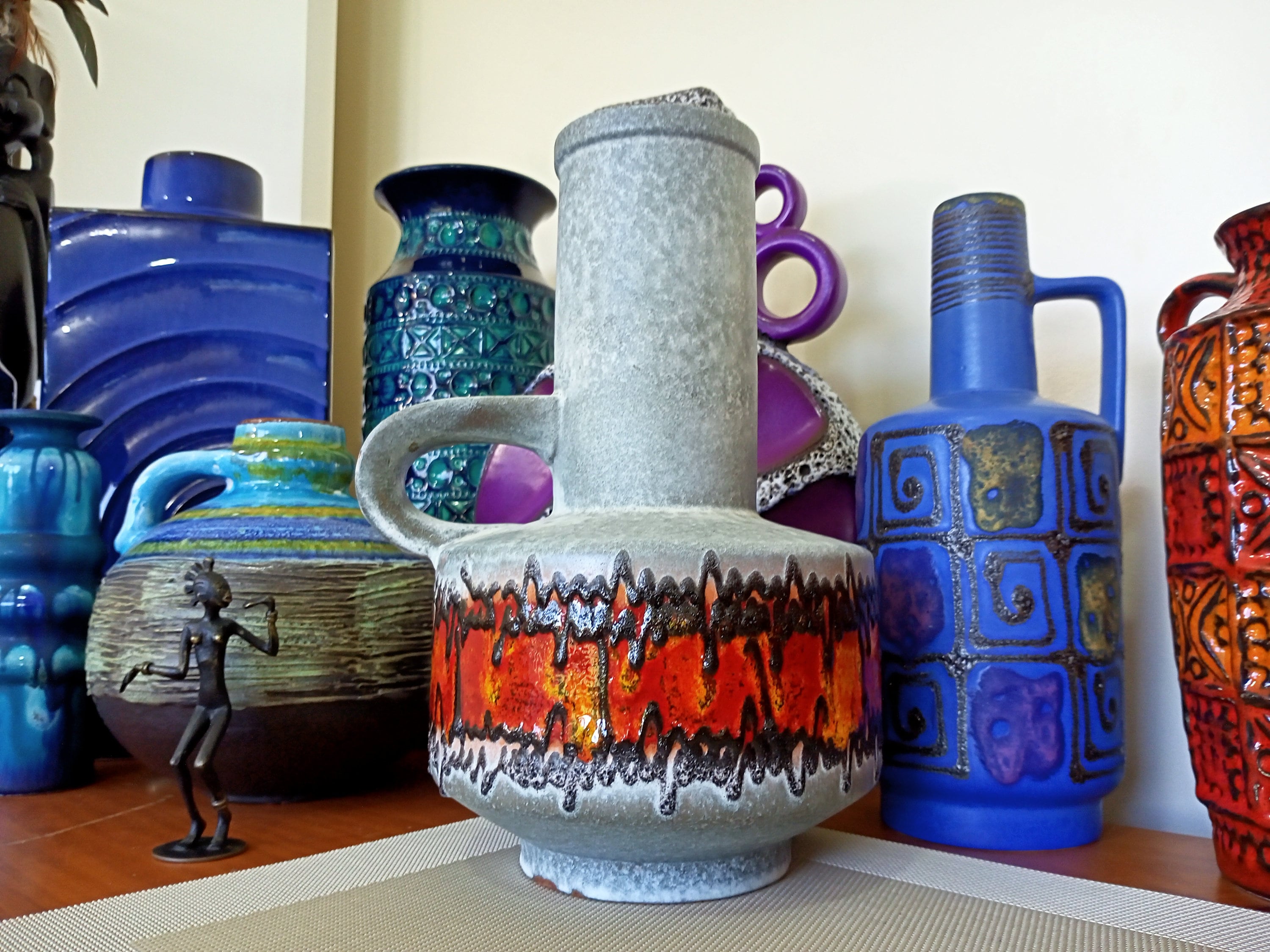 Vintage 1960's Vase, Carstens West German Fat Lava Pottery, Retro