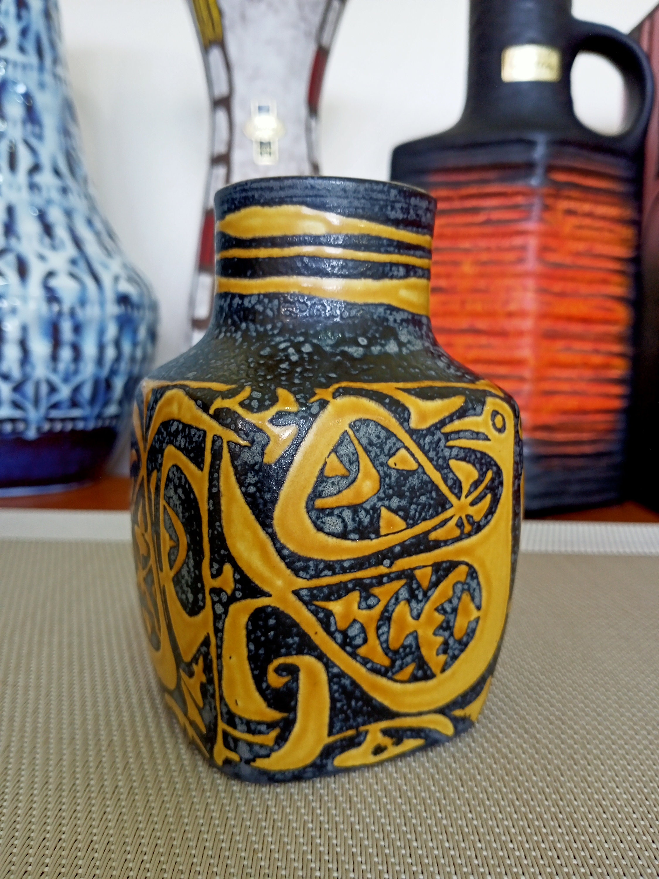 1970年代のヴィンテージの青い花瓶、ロイヤルコペンハーゲンの
