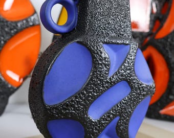 Vintage 1970's Roth Keramik 313 Banjo Vase, Fat Lava Pottery