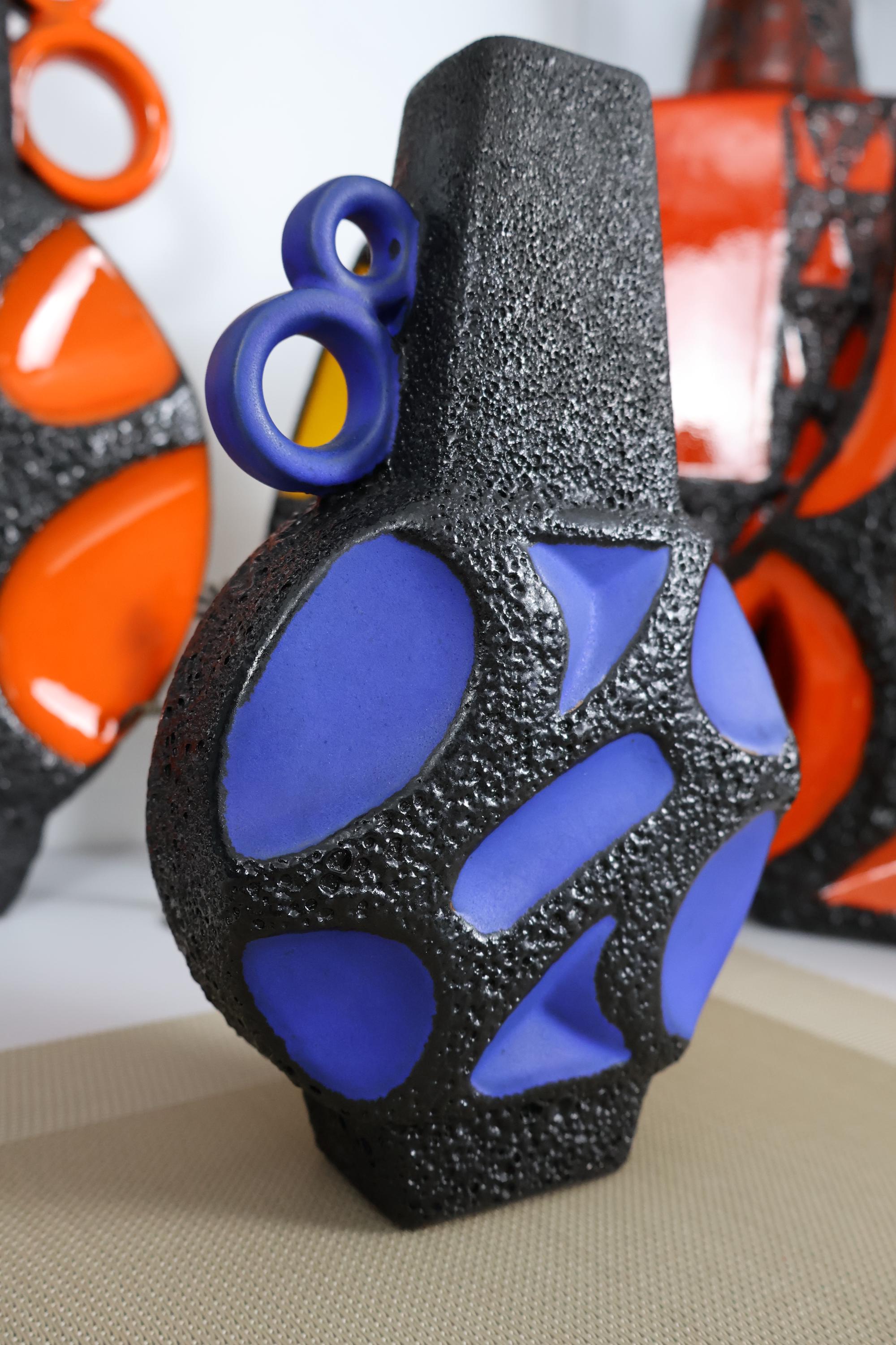 Vintage 1970's Roth Keramik 313 Banjo Vase, Fat Lava Pottery
