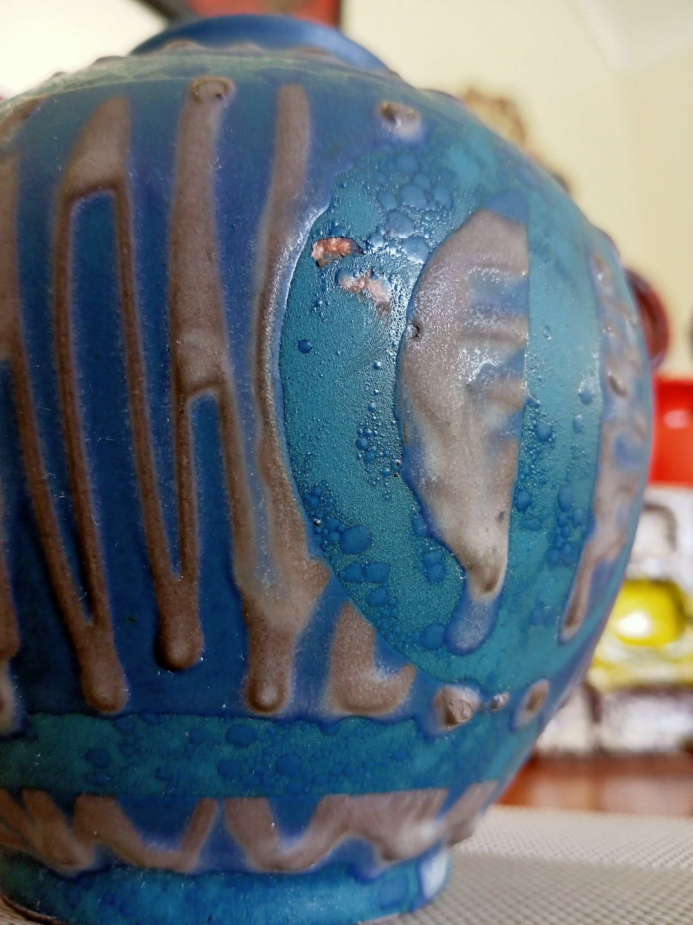 1960 年代の Carstens ヴィンテージ花瓶、西ドイツの溶岩陶器、レトロ
