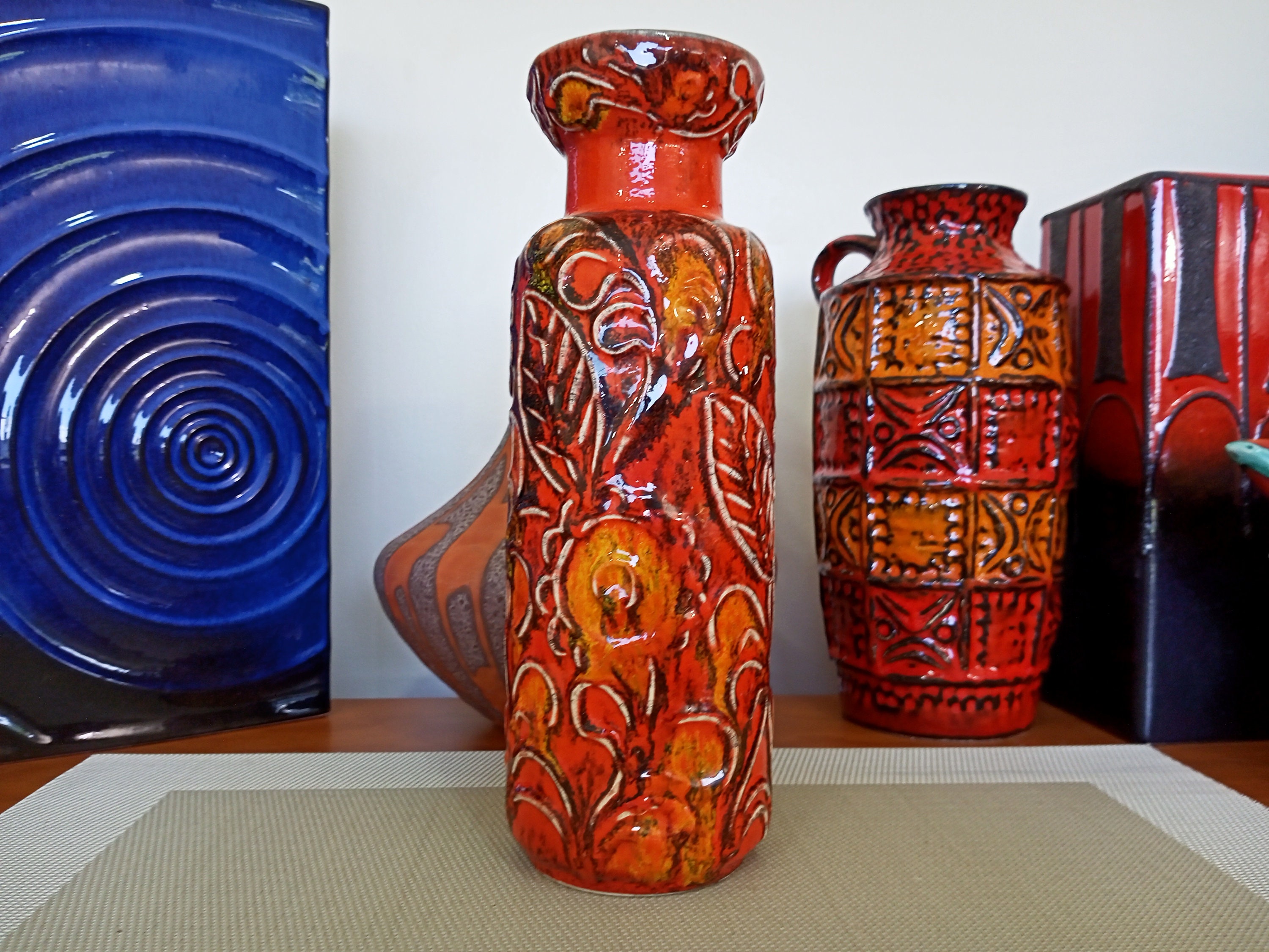 Vintage 1960's Bay Keramik Vase, West German Fat Lava Pottery