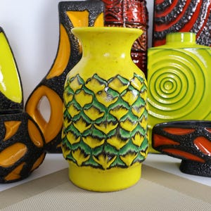 A vintage 1960&#39;s vase, West German pottery by Jasba, fat lava for the lounge dining kitchen bar or office, retro mid century modern MCM WGP