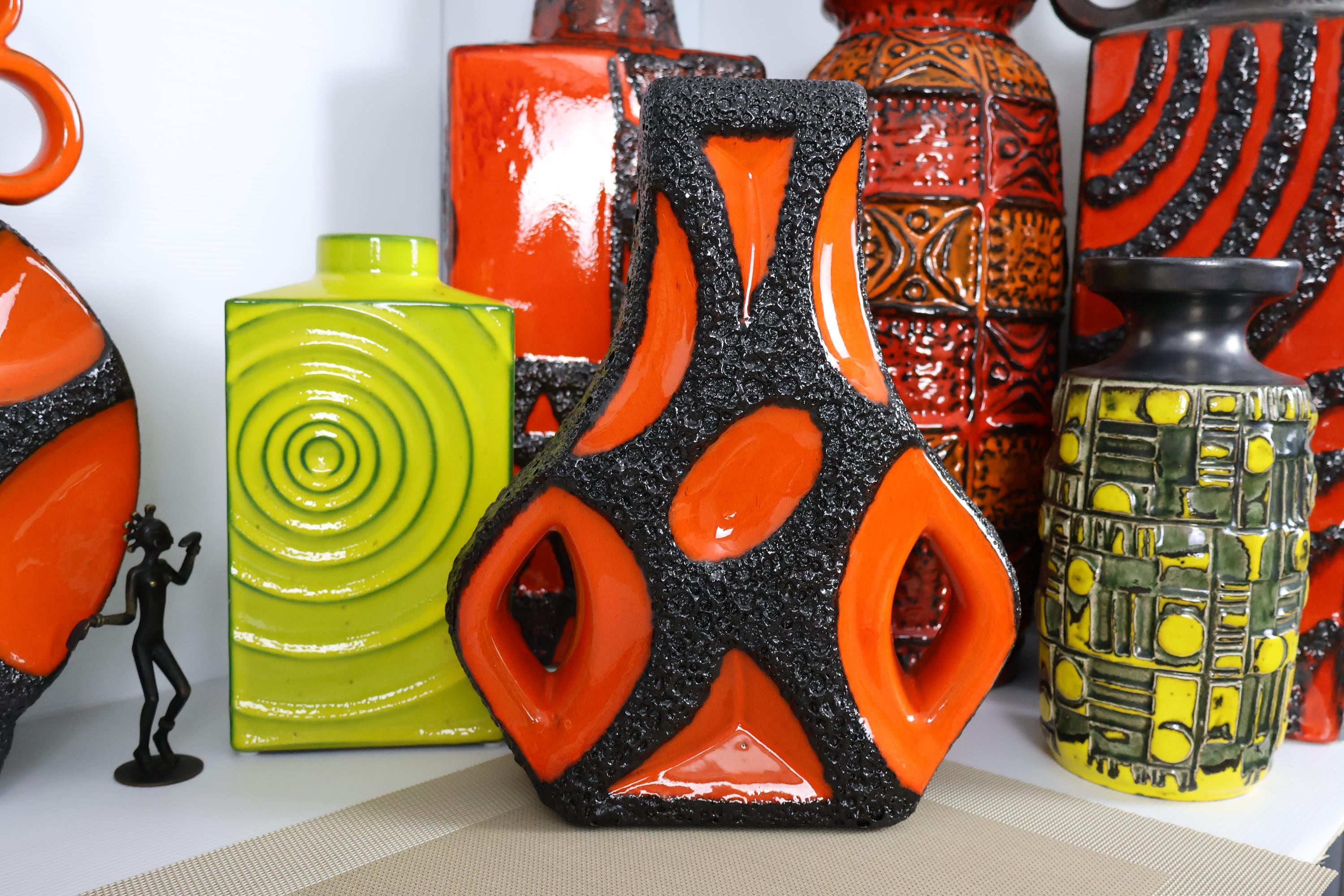 Vintage 1970's Roth Keramik Guitar Vase, Fat Lava Pottery, Retro