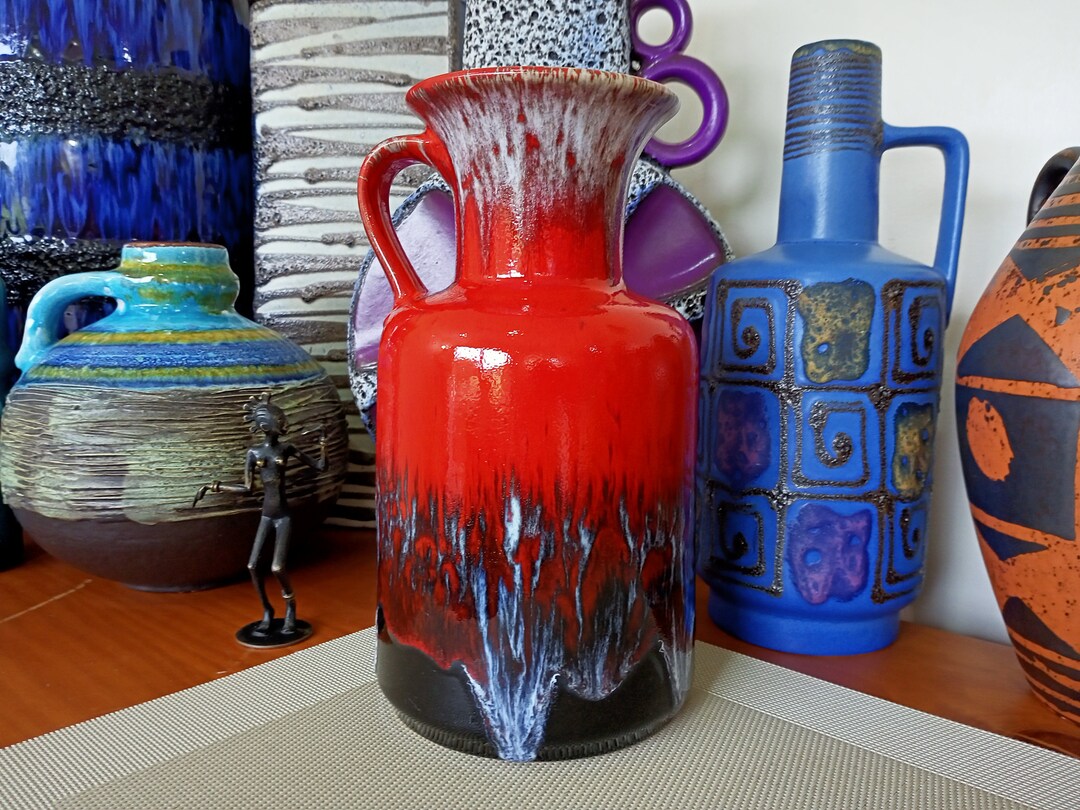 Vintage 1970's Ceramic Vase, West German Fat Lava Pottery, Retro