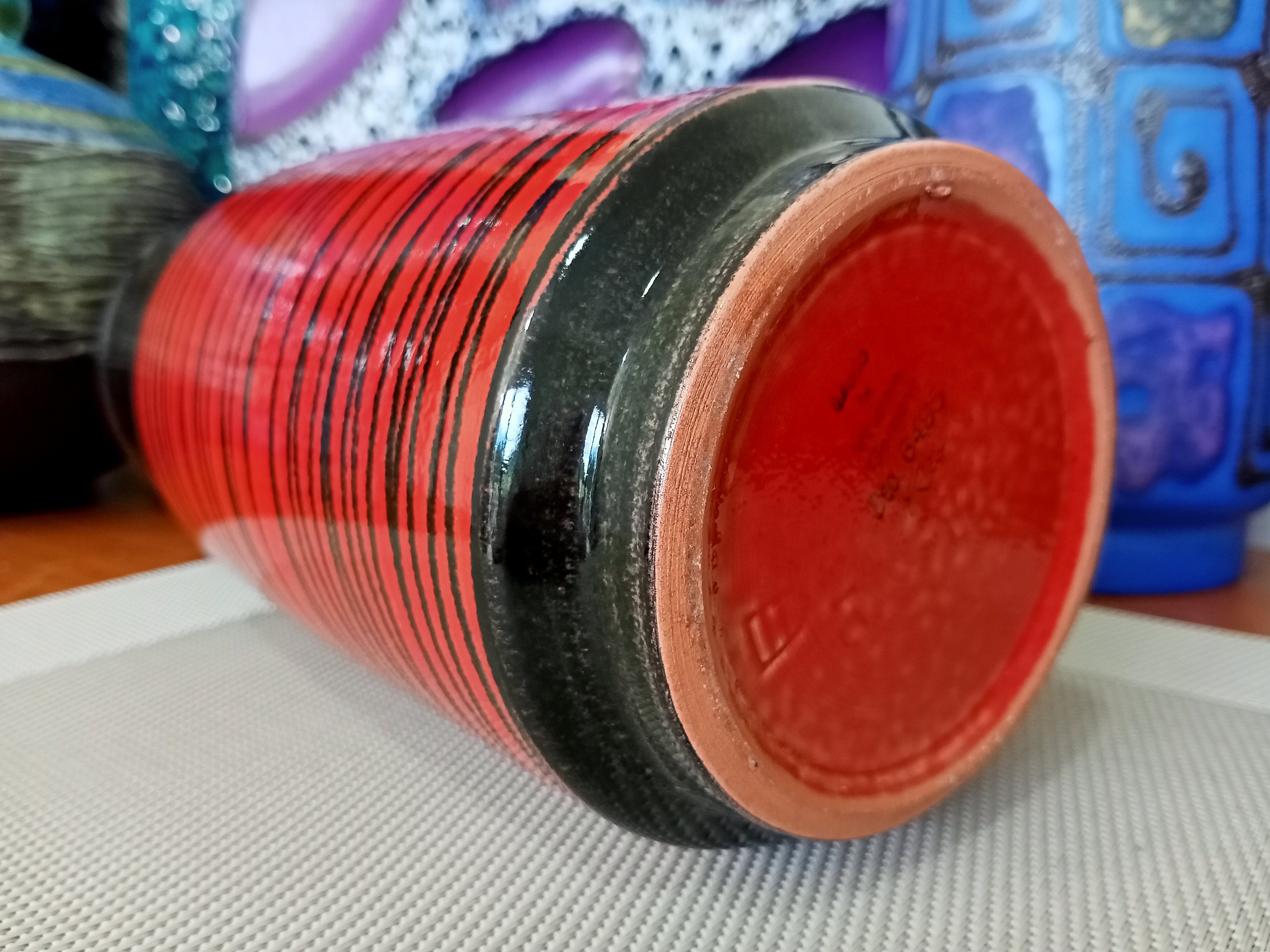 A Vintage 1960's Vase, West German Pottery, Fat Lava for