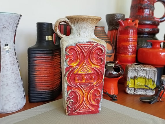 Vintage 1960's Ceramic Vase, West German Fat Lava Pottery, Retro