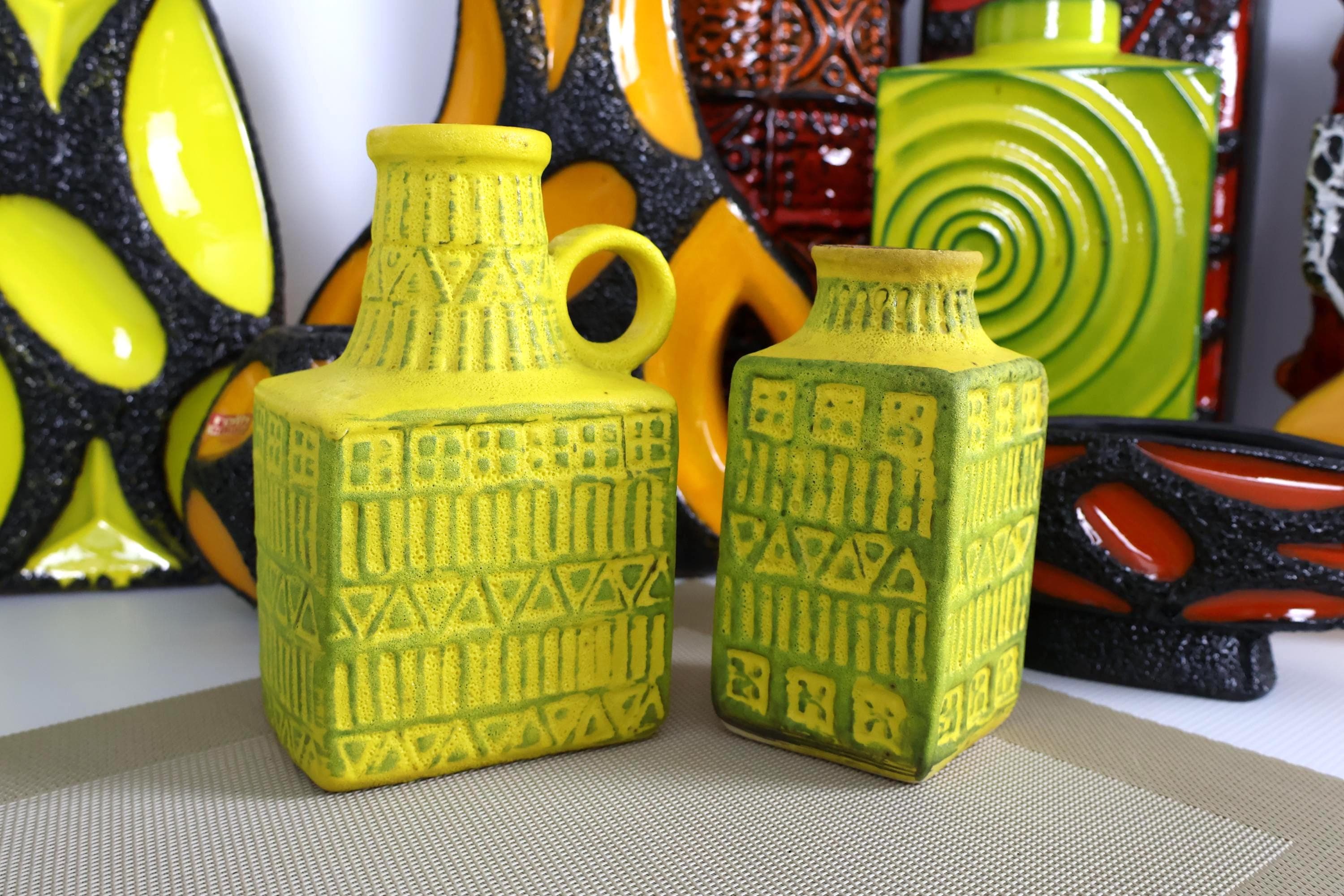 1960年代のヴィンテージベイ花瓶、西ドイツのファットラバ、レトロな