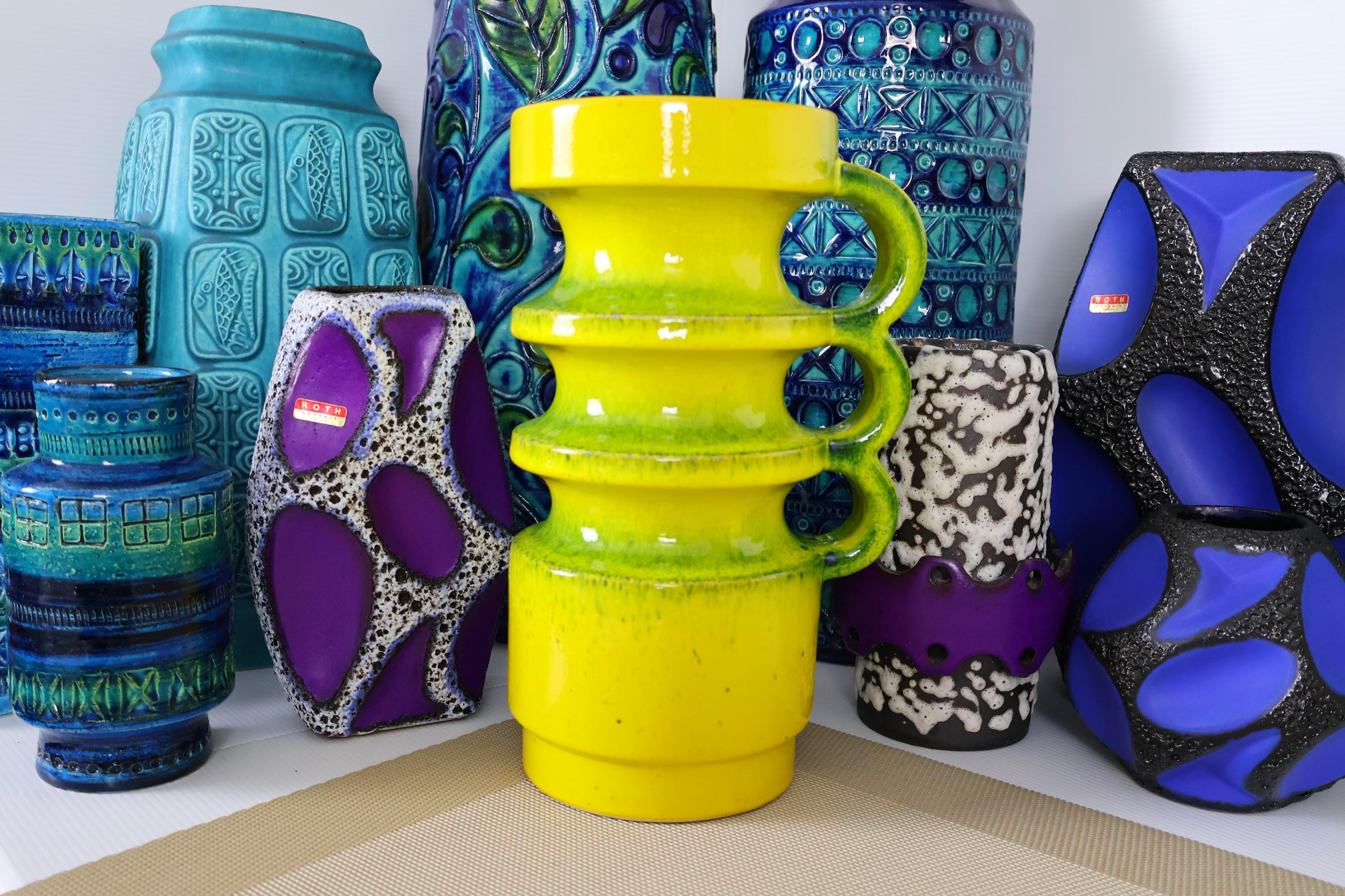 Vintage 1970's Vase, West German Fat Lava Pottery, Retro Yellow
