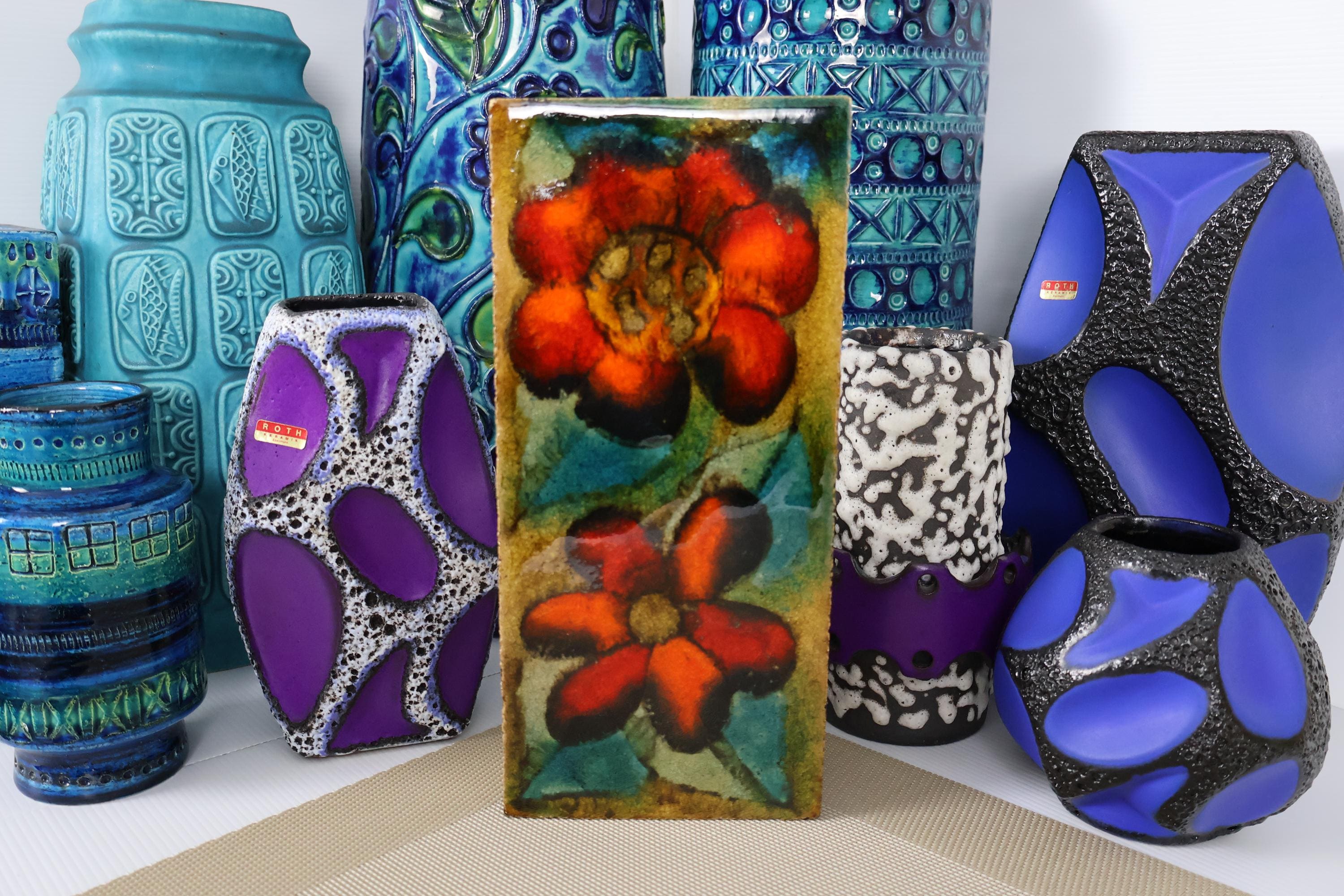 Vintage Ruscha Fat Lava Wall Plate Ruscha Leaf Wall Plate - 717