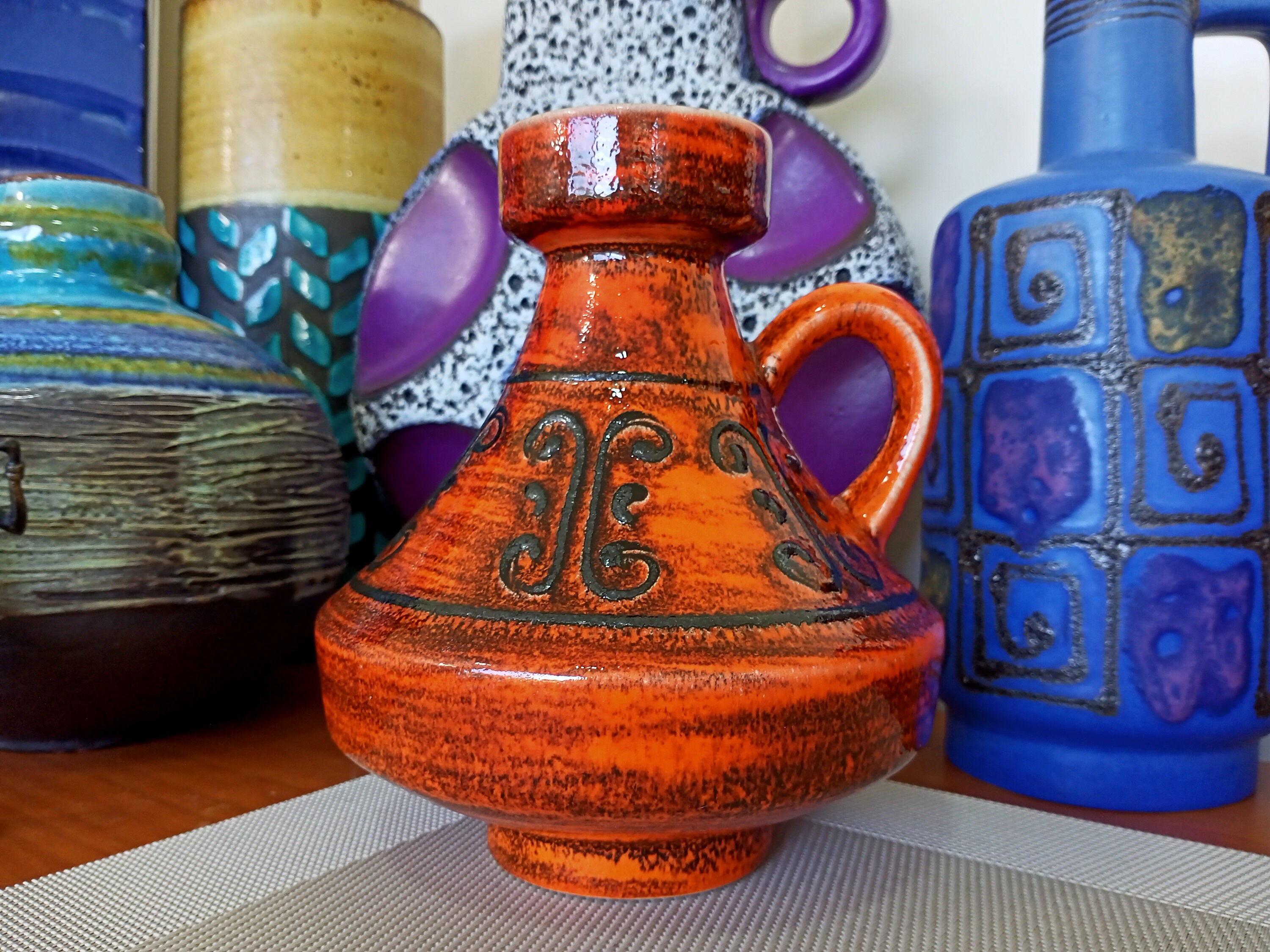 Vintage 1960's Vase, West German Fat Lava Pottery, Retro Mid