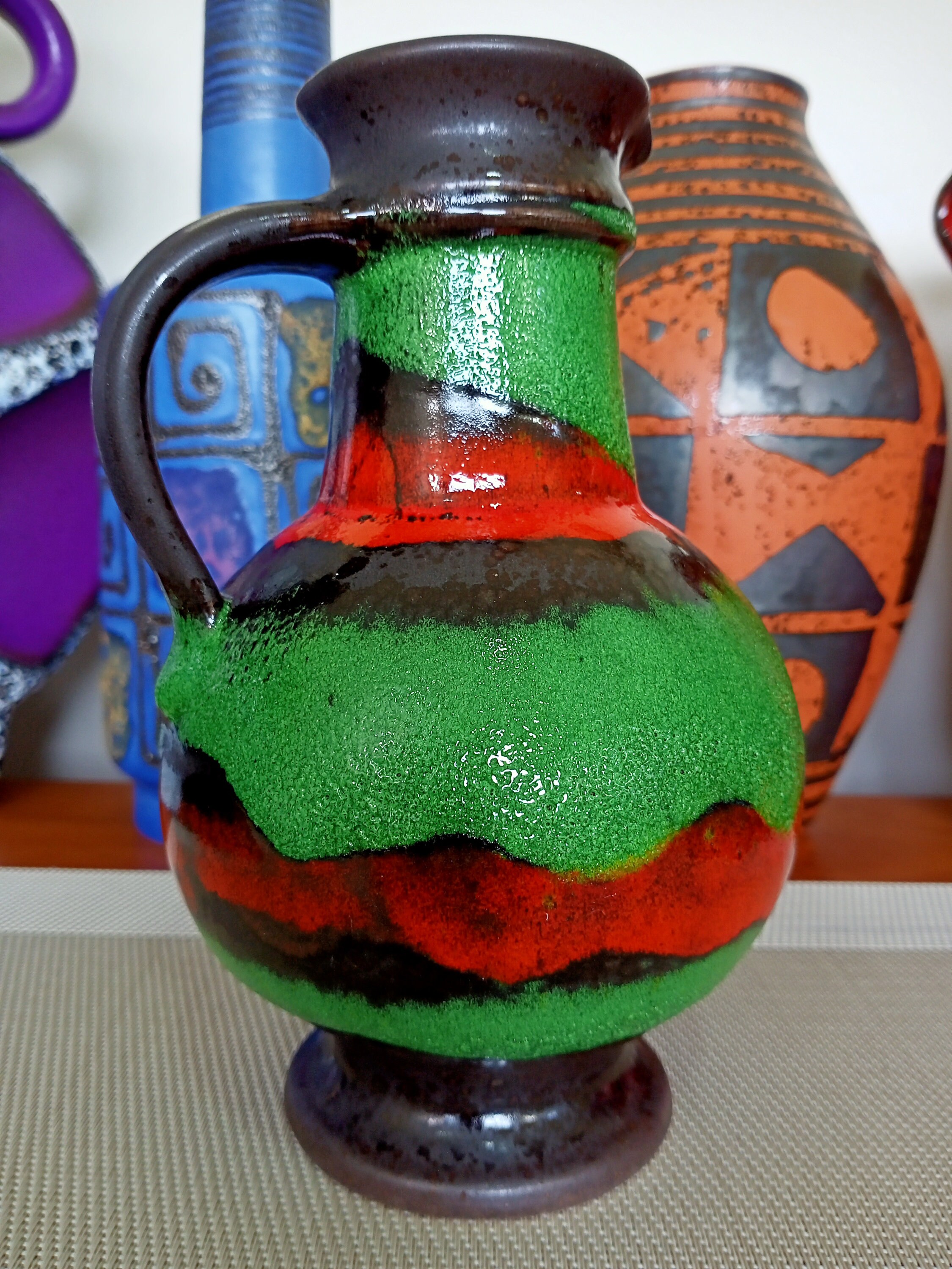 Buy Vintage 1960's Green Vase, West German Fat Lava Pottery, Retro