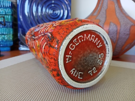 Vintage 1960's Bay Keramik Vase, West German Fat Lava Pottery