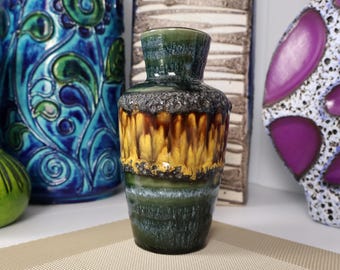 Vintage 1960's Green Vase, Fat Lava Pottery, Ruscha 313, Retro Mid