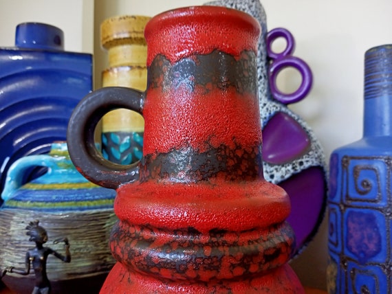 Vintage 1960's Scheurich Vase, West German Pottery, Fat Lava for