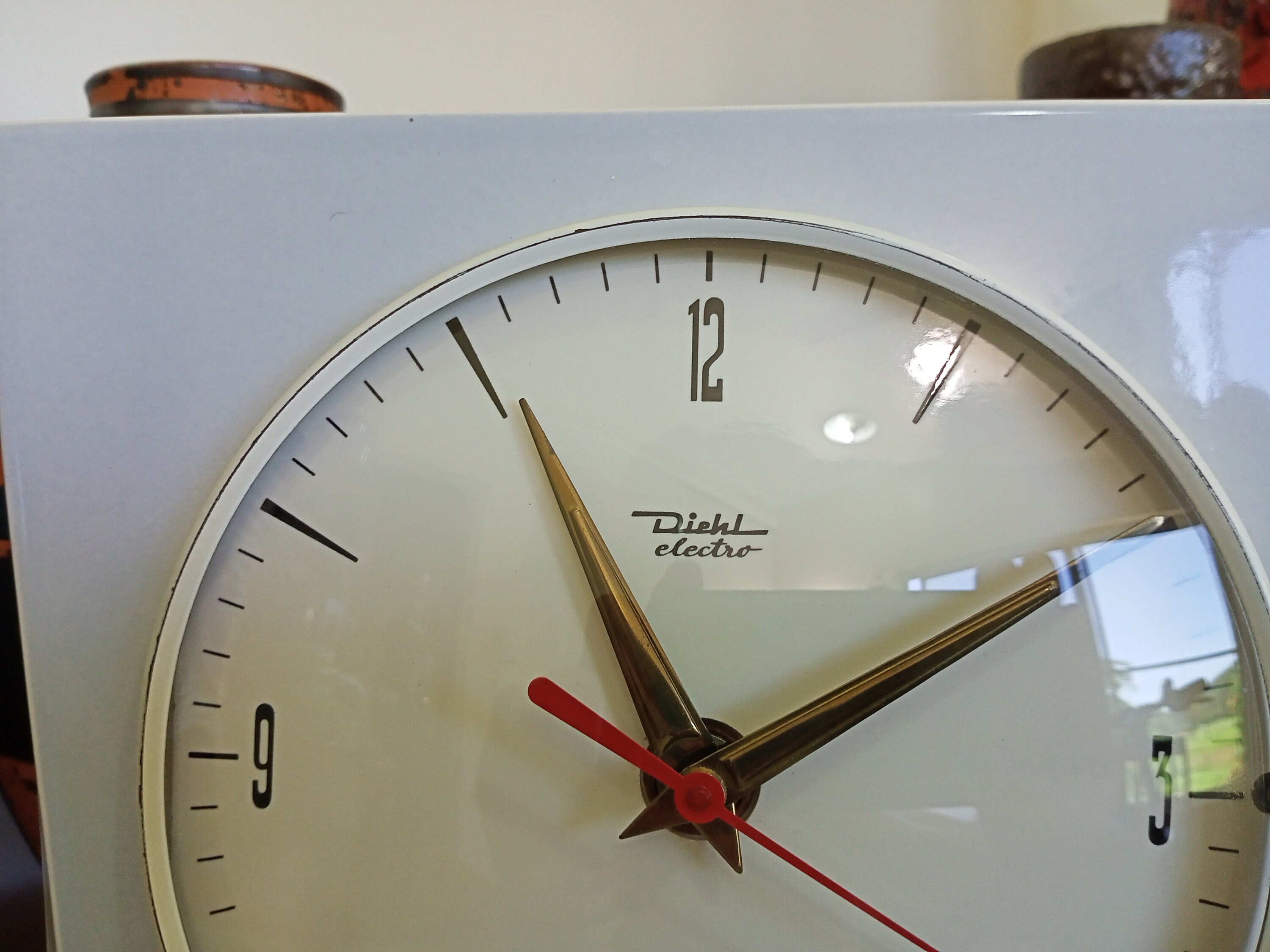 Vintage 1960's Diehl Wall Clock, West German Pottery, Retro Mid