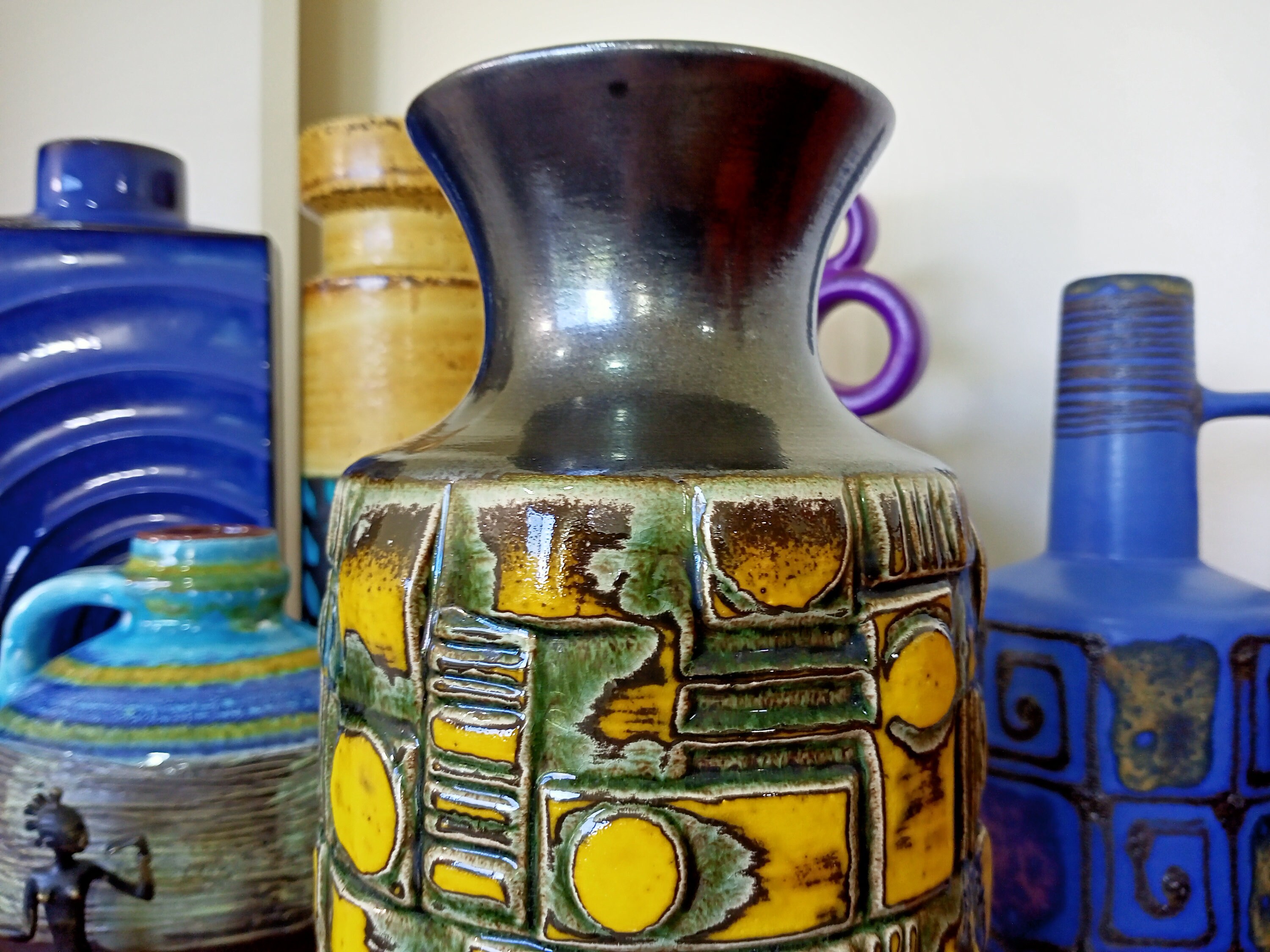 工芸品 Vintage Bay Keramik West German Vase Vintage Keramik Bay West Germany Glazed Vase 76/20 Brown Ceramic W