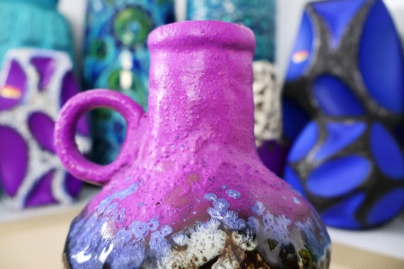 Vintage 1960's Purple Vase, West German Fat Lava Pottery, Retro