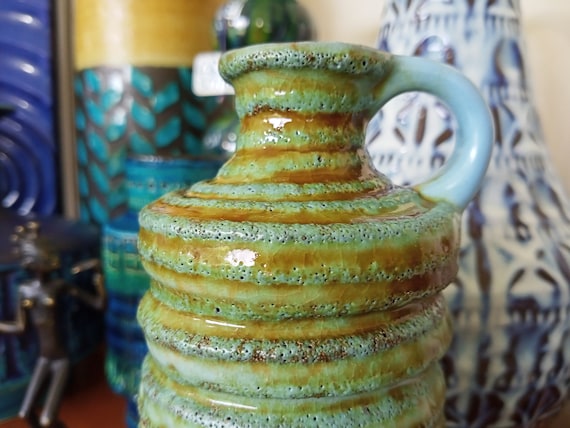 1960年代のヴィンテージ花瓶、ドイツの溶岩陶器、レトロな抽象的な