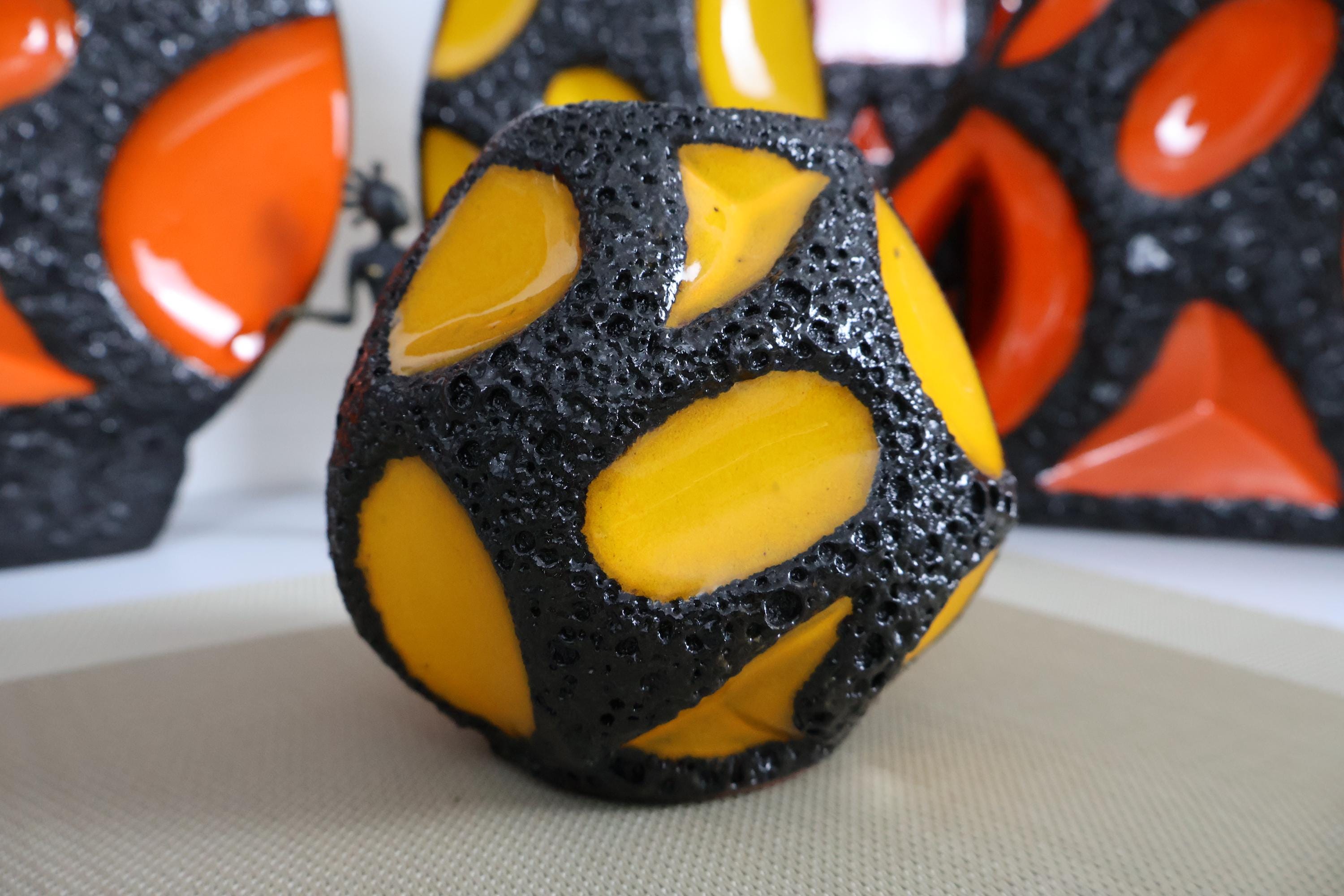 Vintage 1970's Roth Keramik Yellow Vase, Fat Lava Pottery, Retro