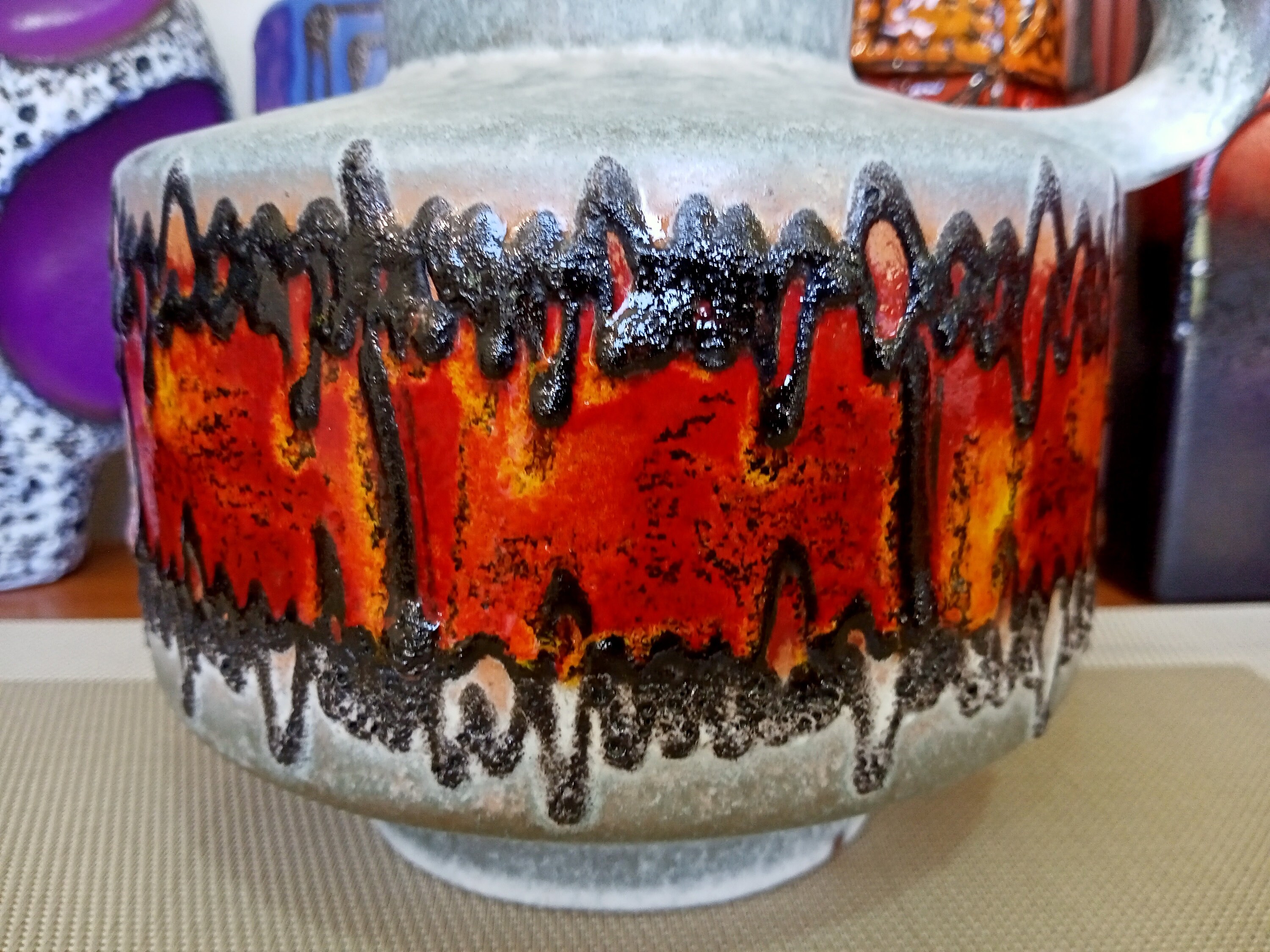 Vintage 1960's Vase, Carstens West German Fat Lava Pottery, Retro