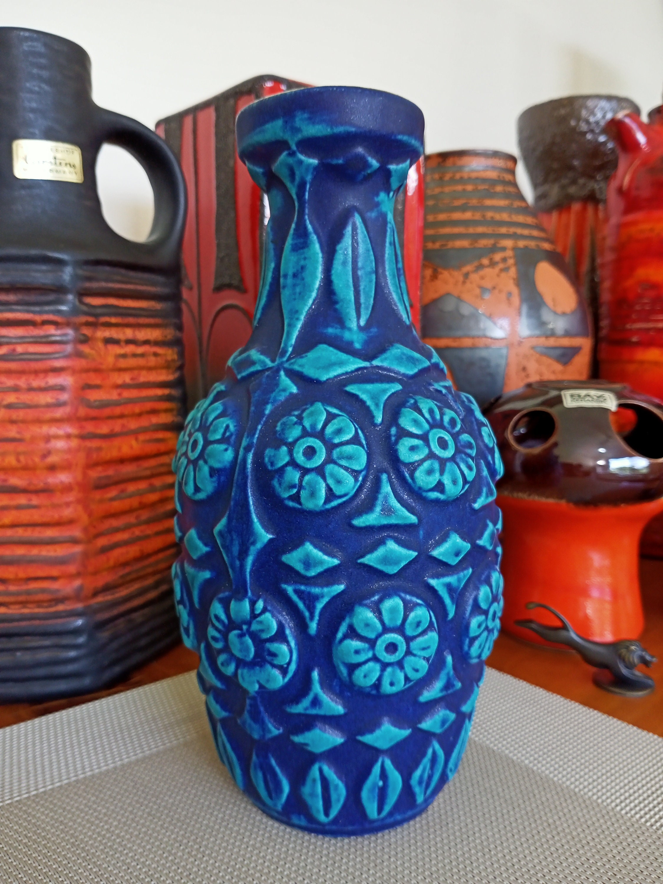 Vintage 1960's Bay Keramik Vase, West German Fat Lava Pottery