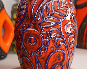 Vintage 1960's Vase, West German Fat Lava Pottery, Retro Mid