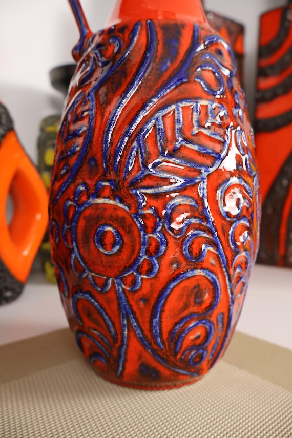 Vintage 1960's Vase, West German Fat Lava Pottery, Retro Mid